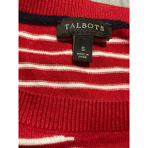 Talbots Sweater Size Small Red Striped - Picture 8 of 8